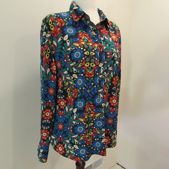 Merona Mod Retro Bright Floral Popover Tunic Large - Picture 1 of 16